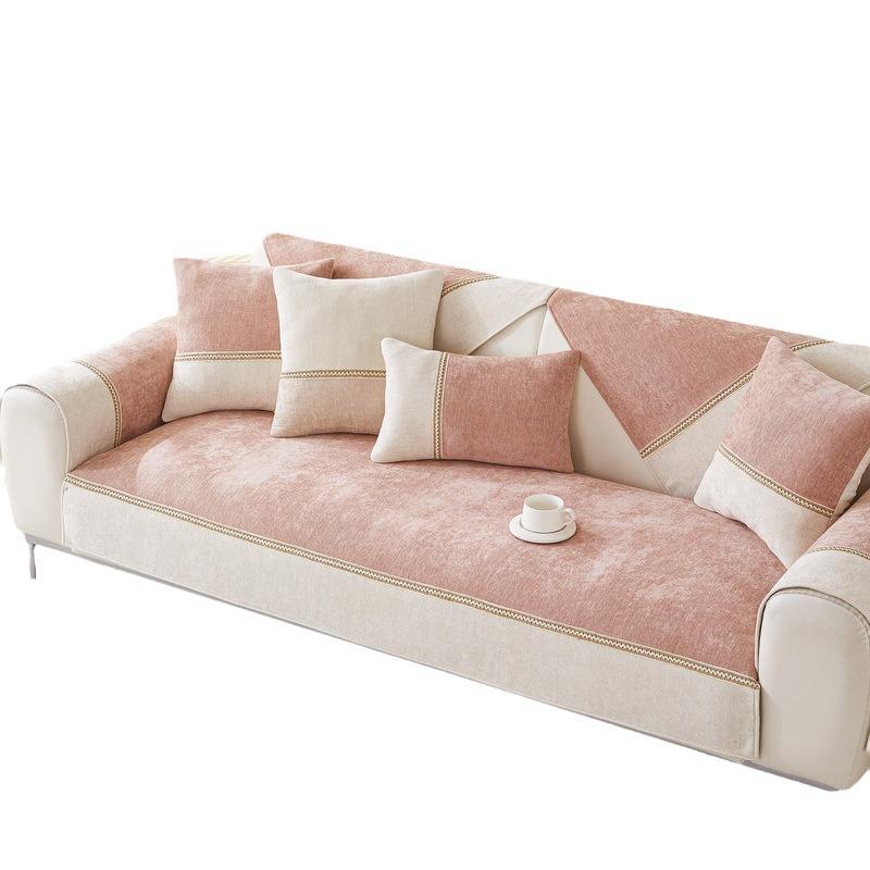 Nordic Sofa Cushion Four Seasons Universal Non-Slip Chenille Straight Row Leather Sofa Cover Cushion Cover Towel