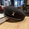Полиэстер Металлическая Цепь Зимний Осенний Берет Женский Берет Модный Шляпа Художника Шляпа в Корейском Стиле