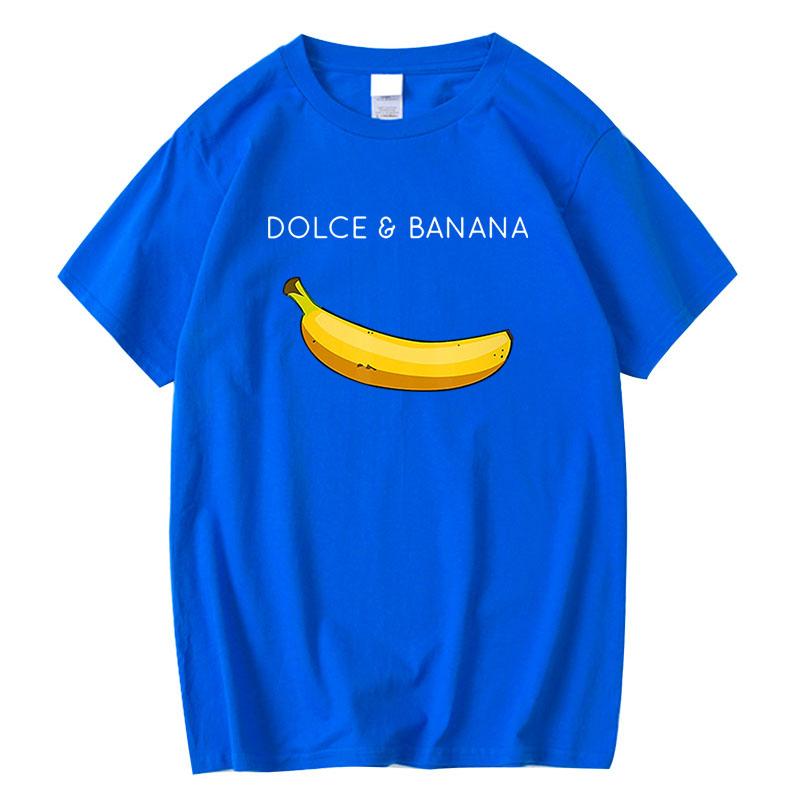Summer Fashion Dolce Banana Print Women T-shirts Casual Breathable Tops Oversized Cotton Tshirt Short Sleeve Top