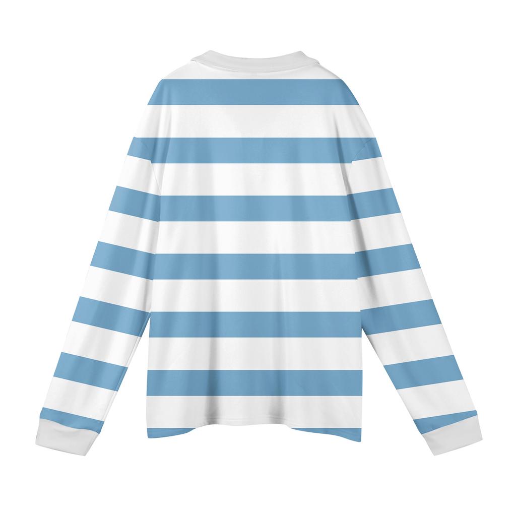 Men's Casual Striped Print Button-Up Long-Sleeve Tops