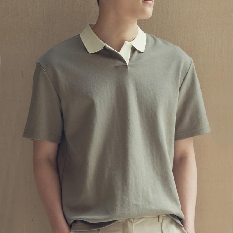 Мужская летняя повседневная однотонная рубашка поло