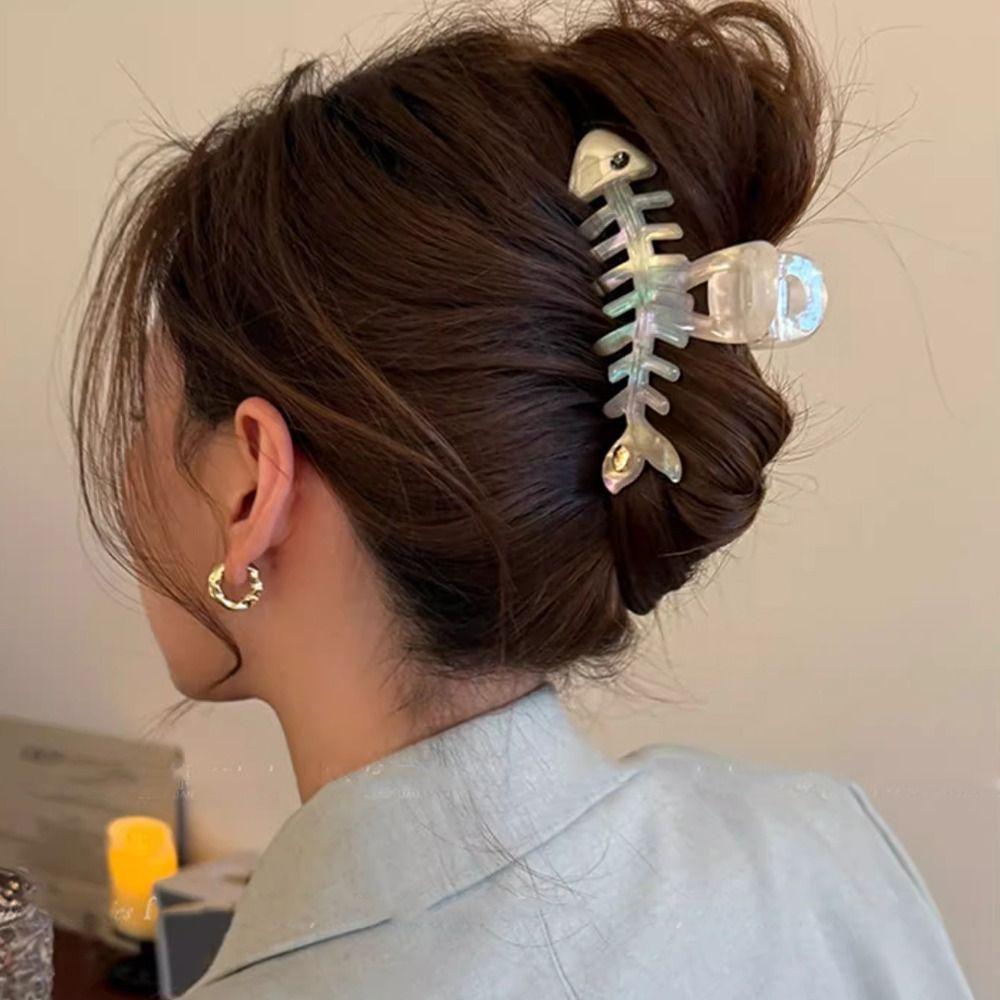 Hairpin Fish Bone Shaped Hair Claw Acetic Acid Acetate Shark Clip Cute Animals Hair Clip Headwear