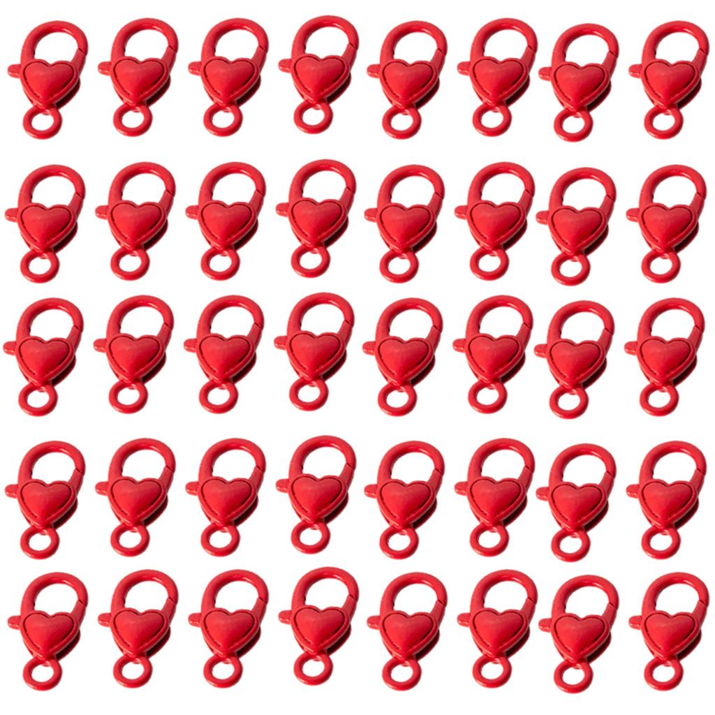 40 Pieces Love Heart Shaped Lobster Claw Clasps Fashion Accessory for Keychains Necklaces Bracelets Jewelry Projects