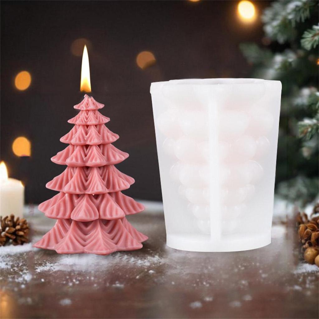 New Christmas Tree Carving Pattern Cylindrical Candle 3D Silicone Mold Snowflake Cylindrical Elk Candle Mold