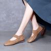 2024 Spring Retro Mori Style Women's Square Toe Leather Shoes - Soft Sole, Genuine Top Layer Cowhide