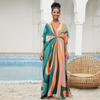 2023 Boho Printed Loose Beach Dress Casual V-neck Batwing Sleeve Side Split Maxi Dresses Women Summer Clothing Long Kaftan Q1126