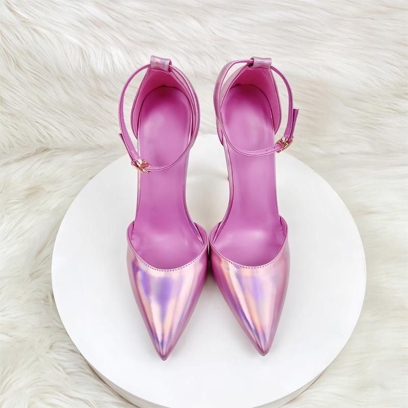 Розовые туфли на тонком каблуке с ремешком на щиколотке, милые женские туфли на высоком каблуке 2024 года, женские туфли на высоком каблуке