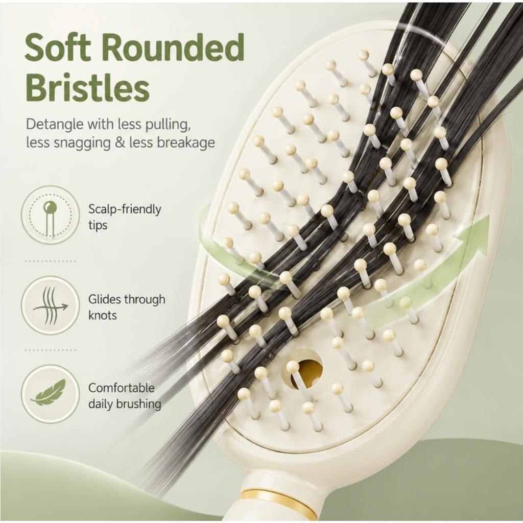 Electric Spray Massage Comb, 3-in-1 Misting Hair Brush with Scalp Massage, Rechargeable Steam Brush with Retractable Bristles, Anti-Static Detanglin