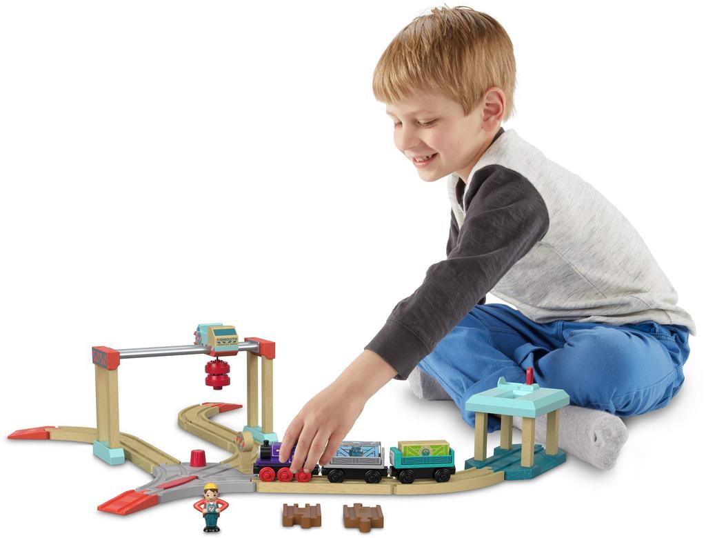Thomas the Tank Engine Wooden Track Mean Freight Mischievous Freight Cars and Crane Set Wooden Toy GGH31 Series Cars, Charlie's [SFC Certified]