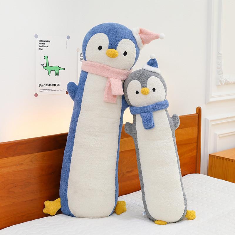 Cartoon Penguin Bed Pillow With Plush Bean Doudou Fabric For Girls Sleep Support And Cozy Rest