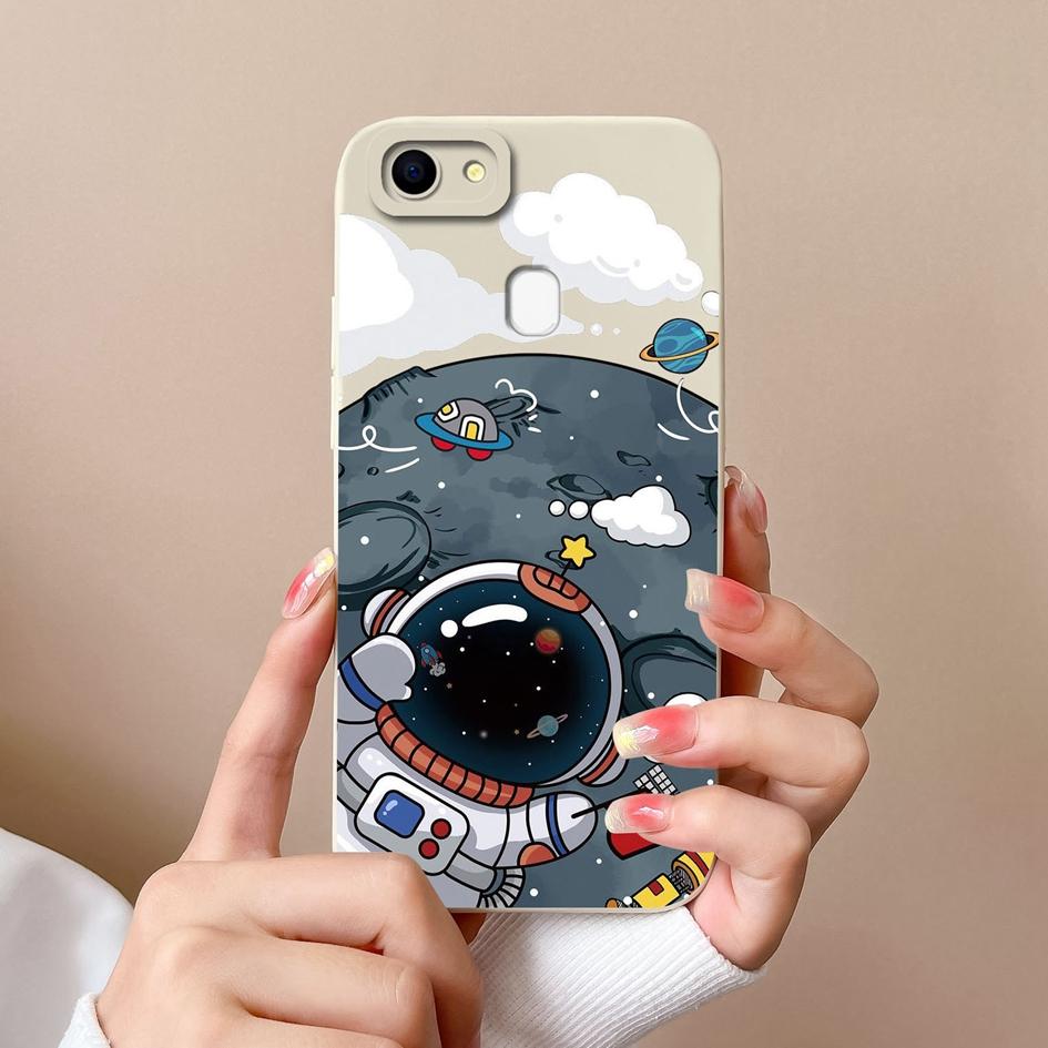 Чехлы для телефонов Oppo F19 F5 F7 F9 F11 F15 F17 F21 Pro Plus с рисунком астронавта из жидкого силикона, противоударные защитные чехлы для Oppo Shell