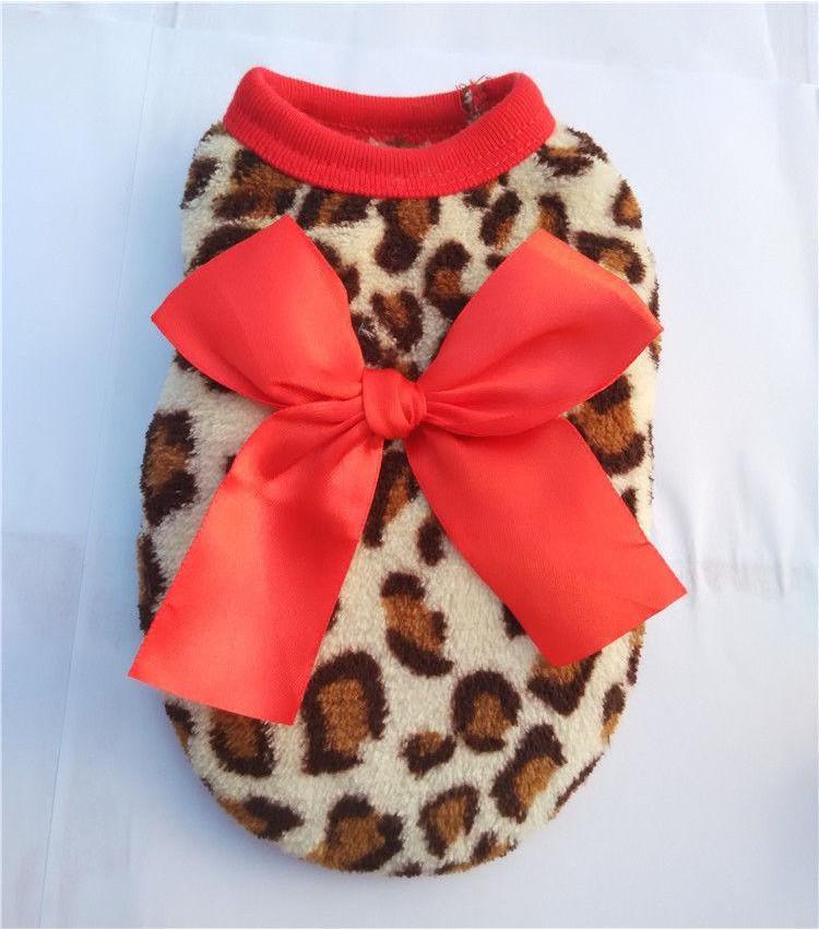 Adorable Coral Fleece Puppy Clothes With Leopard Print For Fall And Winter Celebrations