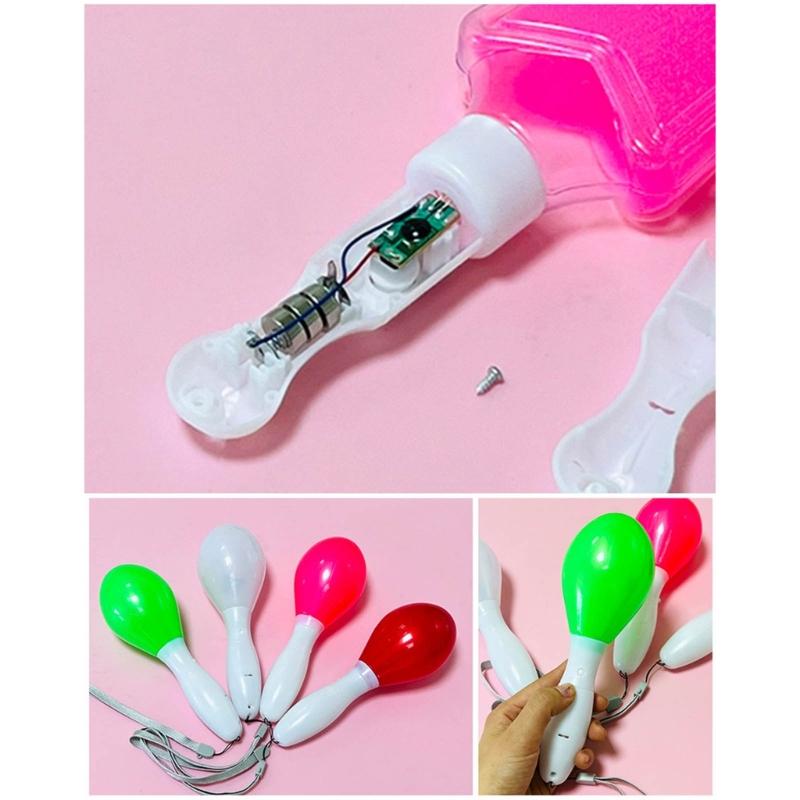 10Pcs/Pack Glowing Sand Hammer Toy Hand Shakers LED Maracas Flashing Light Lamp Birthday Party Favors-(Random Color)
