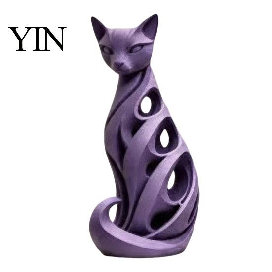 Office Shelf Accents Spiral Cat Sculpture Resin Ornament, Creative Twisted Statue, Artistic Small Crafts Desktop Decor for Home Living Room