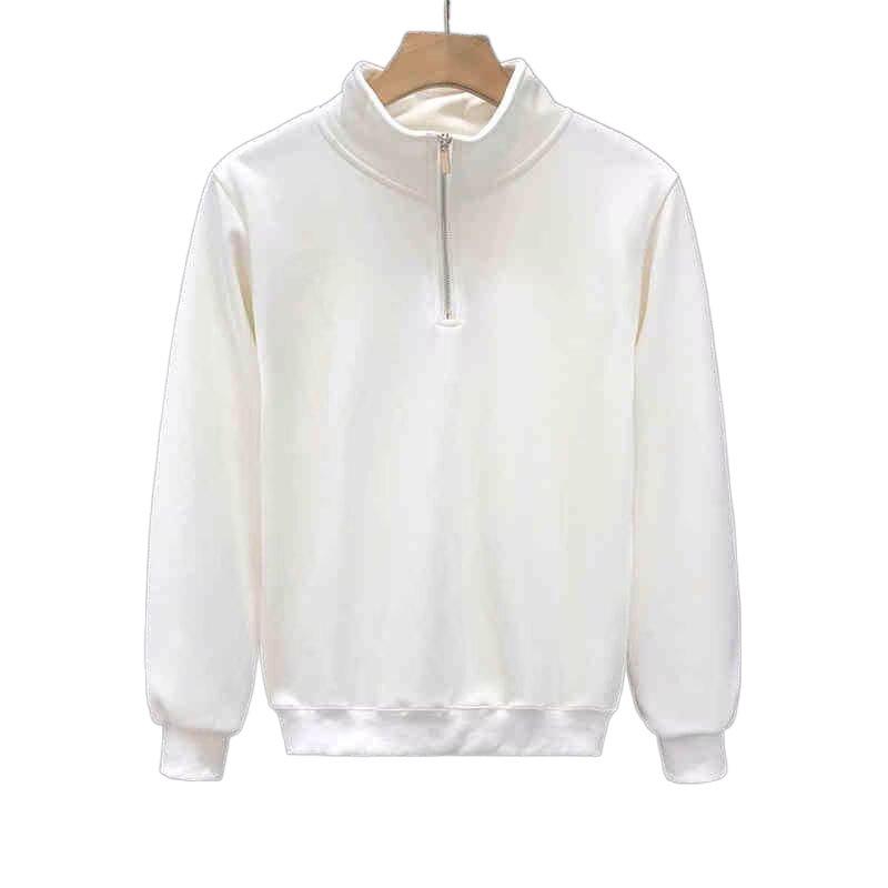 Hong Kong-Style Men's Retro Streetwear Solid Color Half-Zip Long Sleeve Hoodie