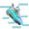 NEW Women 2-Wheel Roller Skates Girl's Sneakers with Wheels Retractable Dual-purpose Kids Speed Skating Sports Shoes with Brake