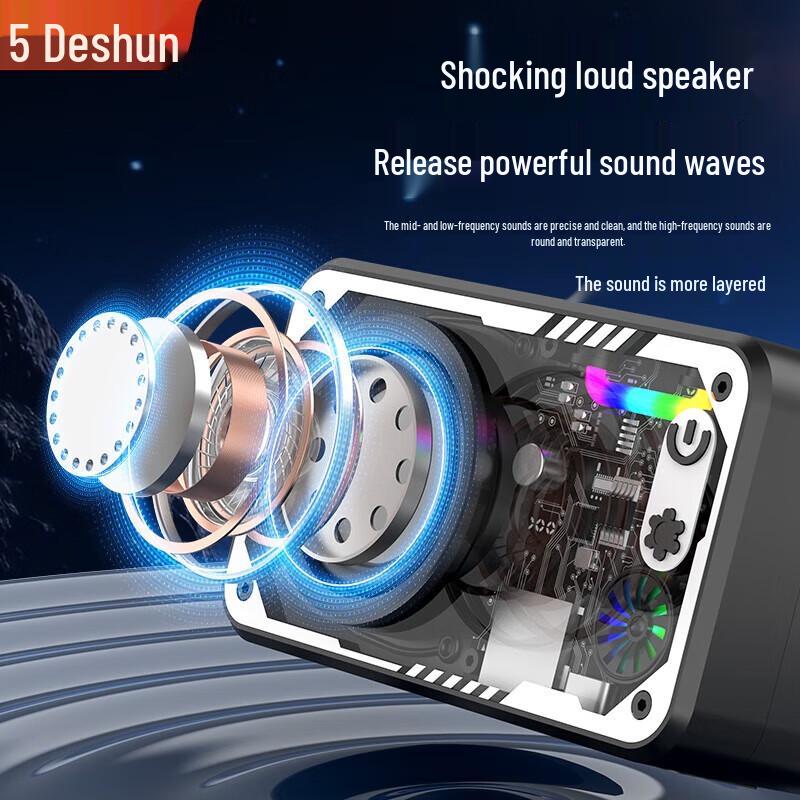 DESHUN Mini Mecha TWS Transparent RGB Bluetooth Speaker CN plug (adapter included)