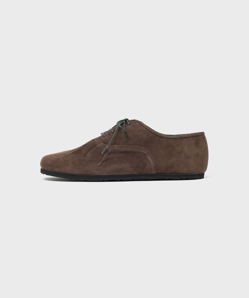 Firenze Atelier [Vibram] Shirring Detail Unisex Casual Derby 8800 [Dark Brown Suede]