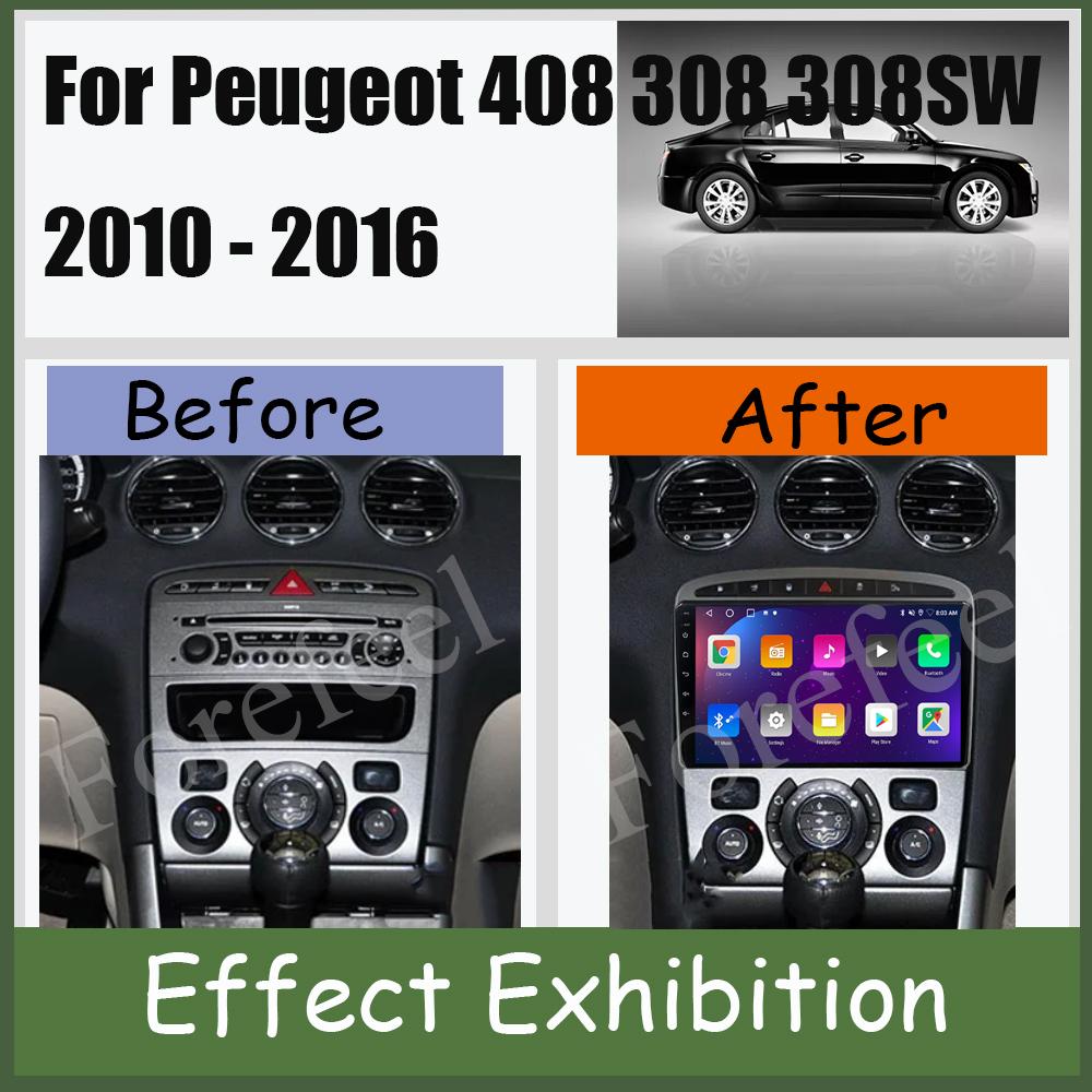 IPS Android 14 Car Radio Player For Peugeot 408 308 308SW 2010 - 2016 Auto Stereo Video Radio Carplay GPS DSP Carplay OBD No DVD
