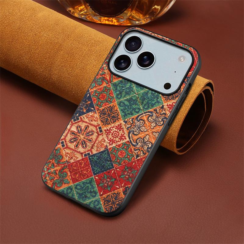 Для iPhone 17 Pro Max Роскошный Цветочный Рисунок Кожаный Задний Чехол-Бампер для iPhone 17 17Air 17 Pro Max Ударопрочный Coque