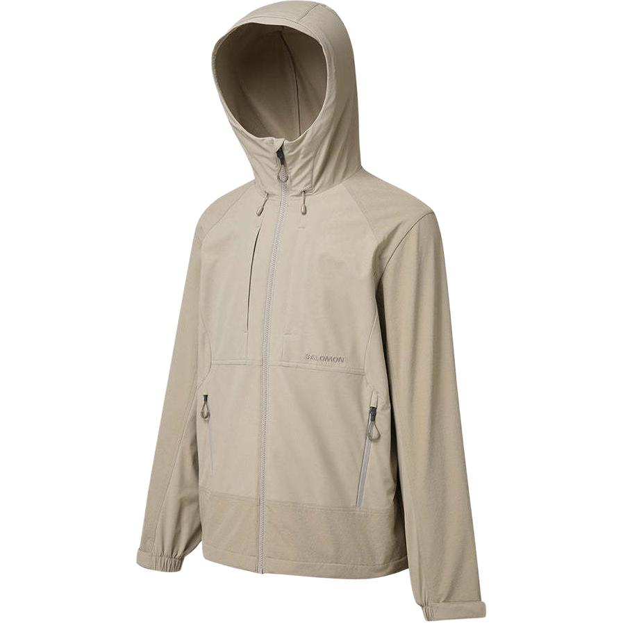 SALOMON Zip Hooded Logo Long Sleeve Jacket Men Jacket Beige LC2574400