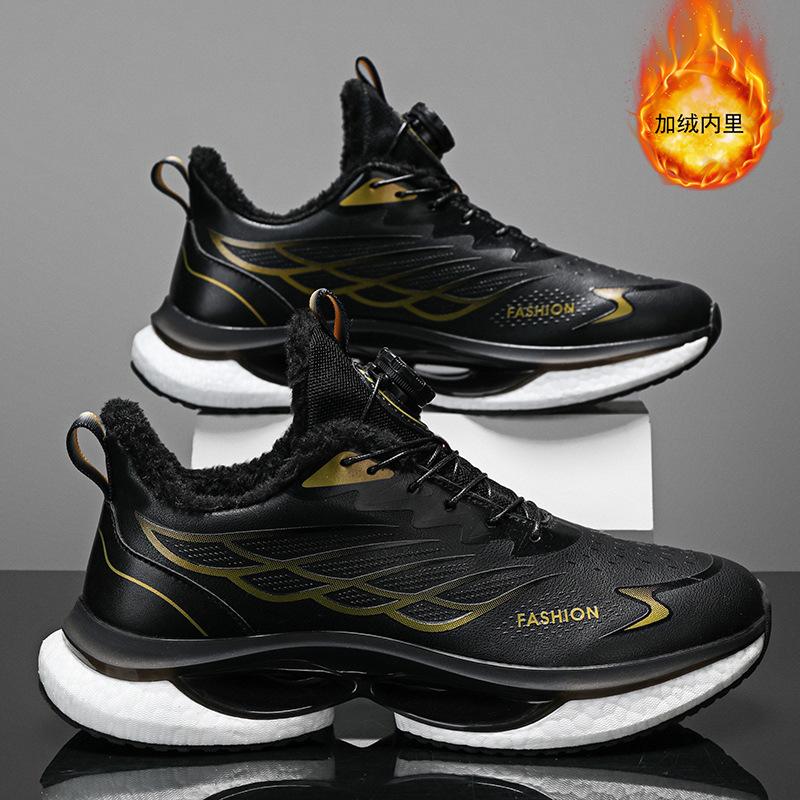 Summer Men's Shoes 2024 New Rotating Button Running Sneakers Men's Breathable Thick-soled Popcorn Cushioning Running Shoes