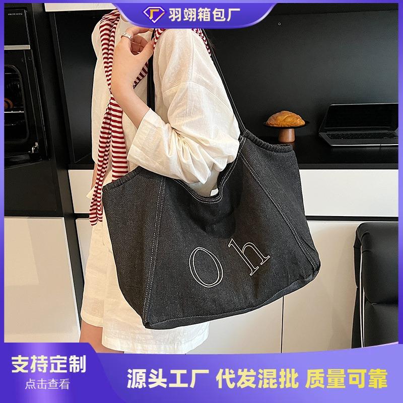Легкая и вместительная джинсовая сумка-тоут женская новая высококлассная сумка на одно плечо для работы, сумка подмышку для покупок