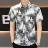 Summer Short-sleeved Shirt Men's Slim Senior Sense of Business Non-iron Striped Short-sleeved Shirt Hairstylist Tide Men's Clothing