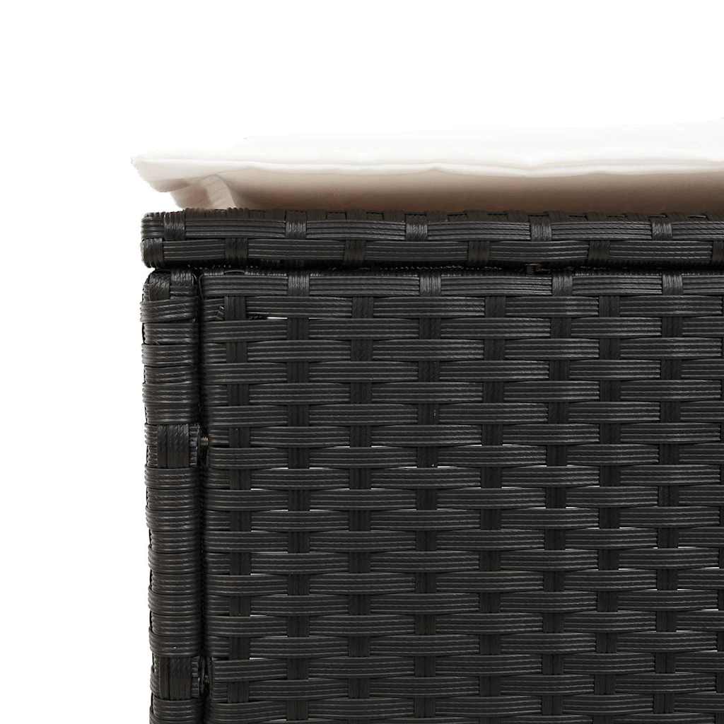 3 Piece Sun Lounger Set with Cushions Black Poly Rattan