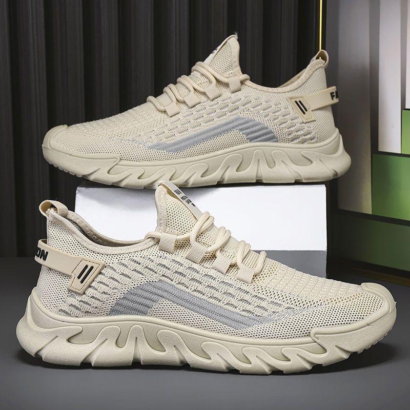 Men's Shoes Summer Fly-woven Mesh Shoes Fashionable Breathable Sports Shoes Soft Sole Lightweight Student Running Shoes