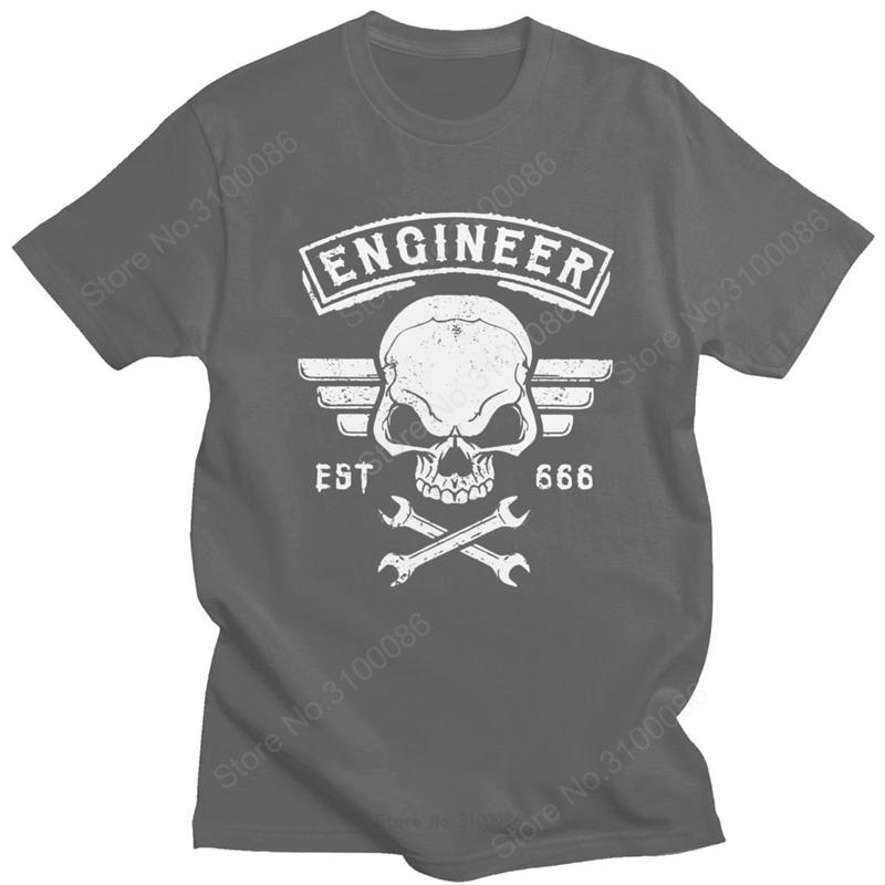 Novelty ENGINEER AND ENGINEERING T Shirt Unisex Short Sleeves Funny Technician Skull Tshirt Loose Fit Cotton Tee Tops Merchandise