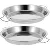 2 Pcs Stainless Steel Steaming Plate with Handle High Temperature Resistant Kitchen Dish Set Ideal for Party for Christmas