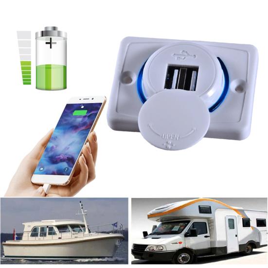 Двойное USB гнездо для автомобильного зарядного устройства 3.1A Розетка питания Двухпортовый адаптер для быстрой автомобильной зарядки со светодиодным индикатором 12В-24В Станция быстрой зарядки для телефонов, планшетов