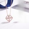 A Woman Wearing Four-leaf Clover Necklace, Lucky Four-leaf Clover Pendant, Collarbone Chain, Sweater Chain, Neck Chain