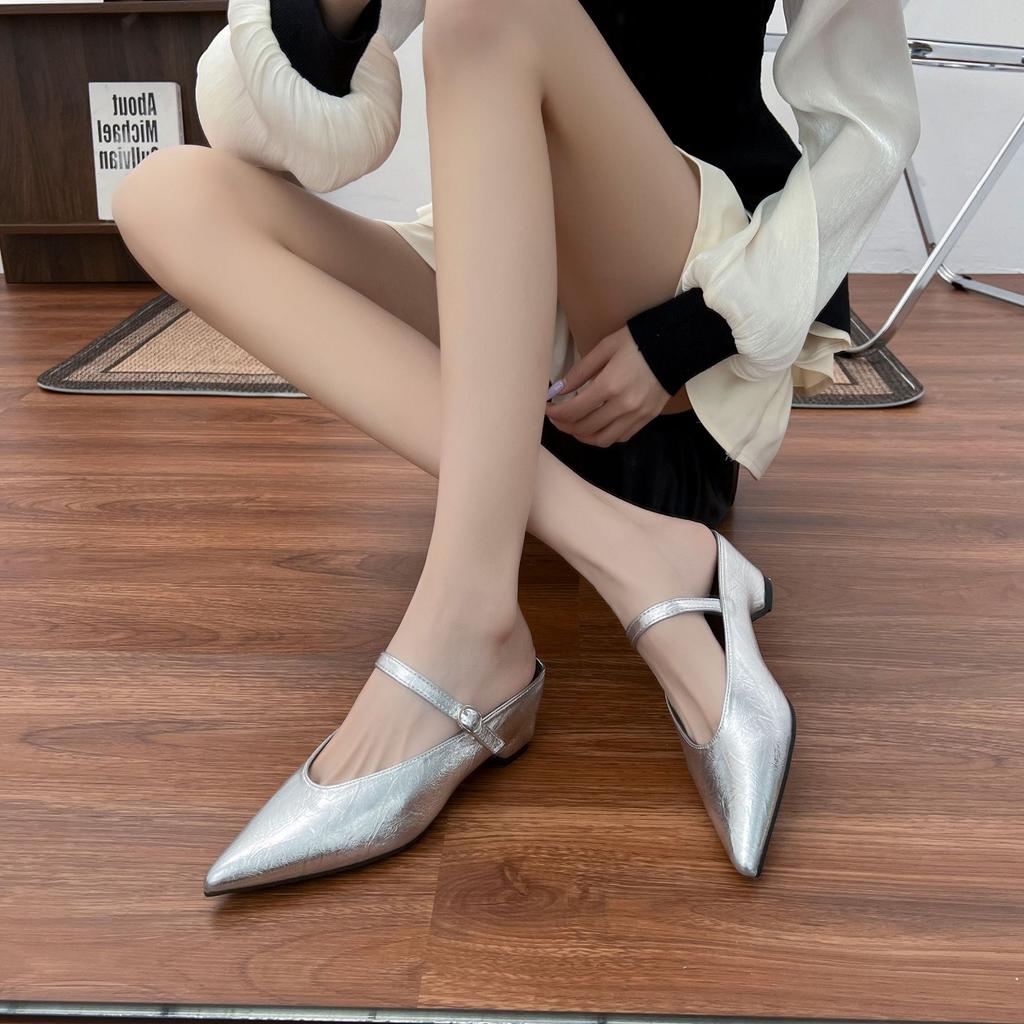 Platform Shoes Women's Summer 2025 Small Platform Heightening Single Shoes Women's Outer Wear Advanced Sense Half-drag Muller Shoes Are Versatile