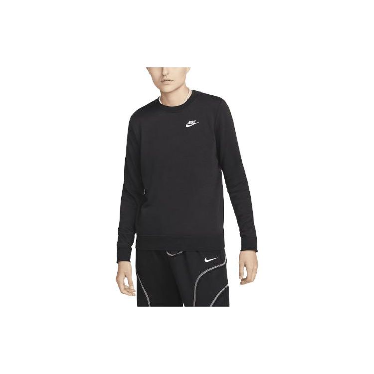 Nike Sportswear Club Fleece Solid Logo Embroidered Crew Neck Sweatshirt Women Tops Black DQ5473-010