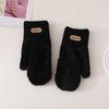 Korean Style Solid Color Gloves Plush Cycling Driving Gloves Cute Full Finger Mittens  Girls