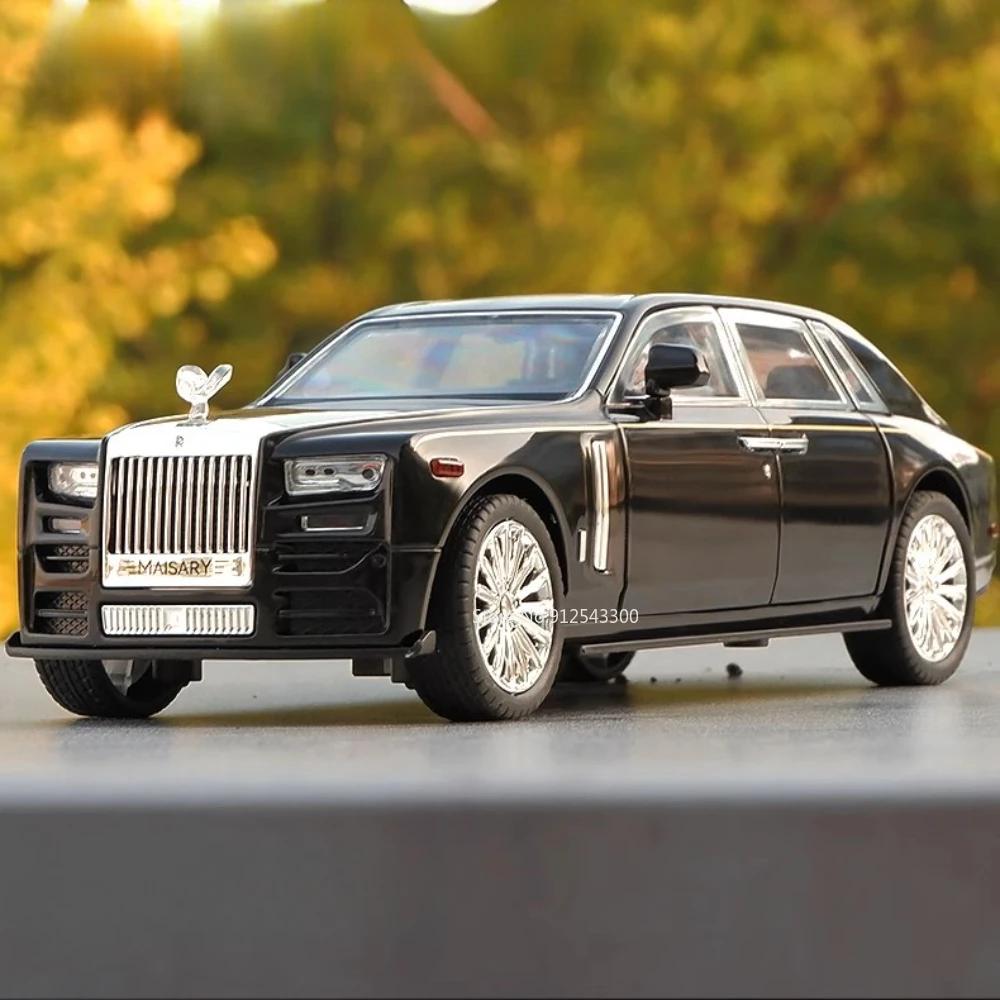 1:24 Scale Rolls Royce Phantom Toy Model Car Alloy Diecast Light Sound Doors Opened Shock Absorption Vehicles Collection Gifts