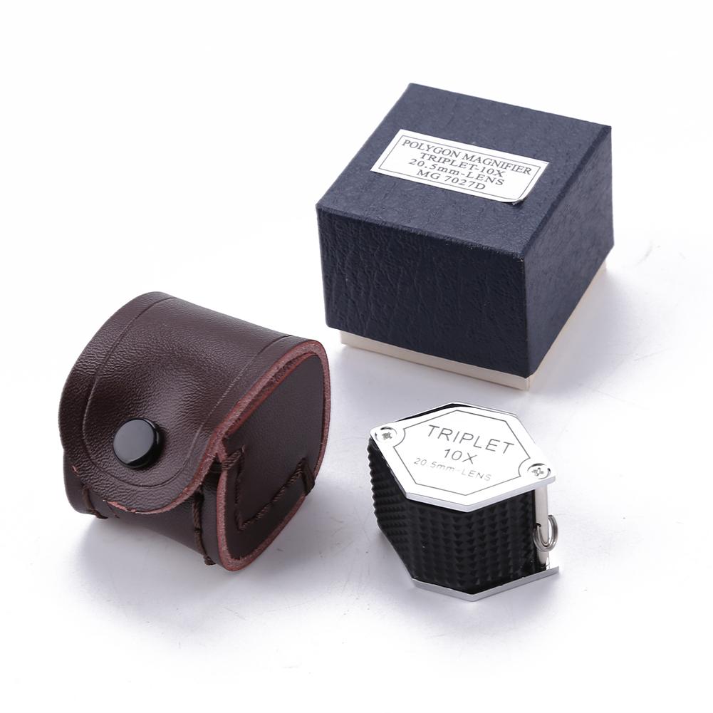 10X Jewelery Loupe Hexagonal Metal Portable Foldable Pocket Magnifier 20.5mm Len