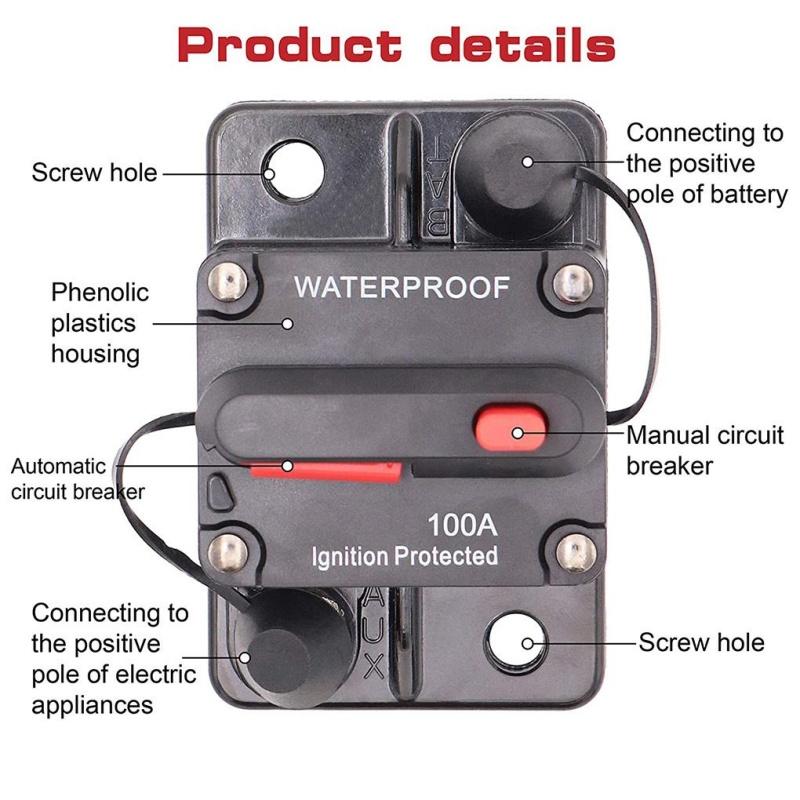 30A-300A Car Waterproof Circuit Breaker Auto Overload Protection Self-recovery Fuse Manual Recovery Audio Power Circuit Breaker