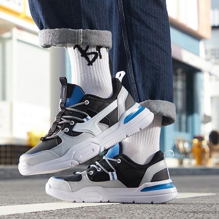 Li Ning Mark Lite Амортизирующие Нескользящие Износостойкие Низкие Спортивные Повседневные Кроссовки Мужские Черно-Белые AGCQ039-3