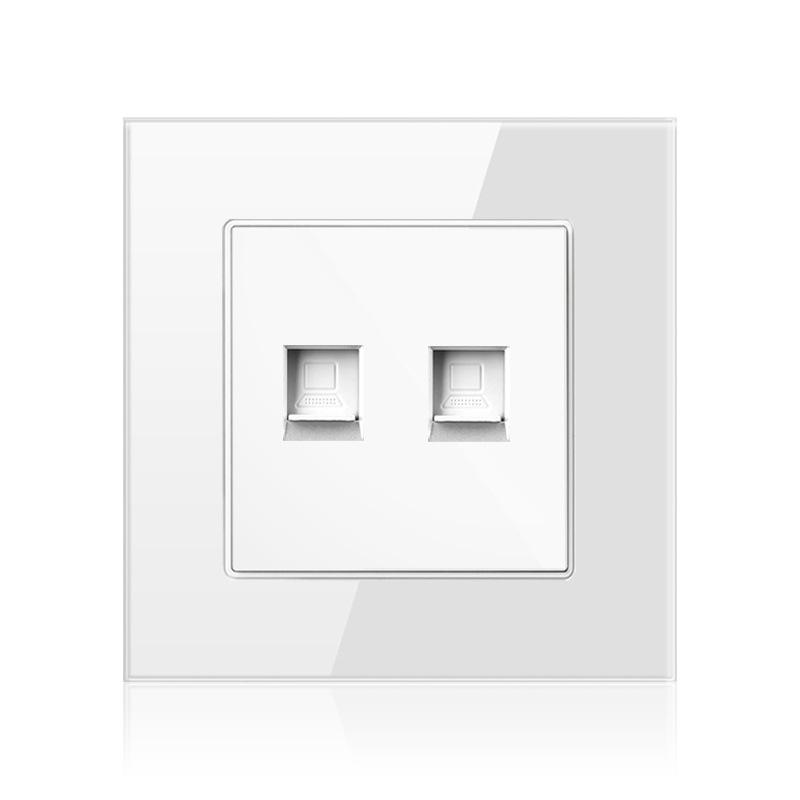 Cat6 Rj45 настенная розетка сетевая розетка с телевизором настенная двойная розетка для передачи данных телефонная панель из закаленного стекла настенная компьютерная сетевая розетка