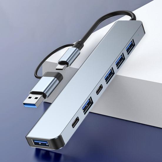 Type C Hub Data Transmission Multiport Adapter Driver-free 7 In 1 USB C