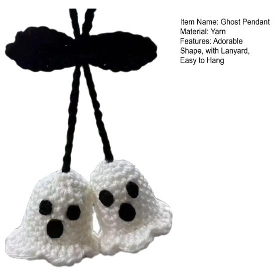 1 пара подвесок-привидений, вязаные крючком аксессуары для подвешивания на зеркало заднего вида автомобиля со шнурком, легко подвешиваемое украшение, декор на Хэллоуин