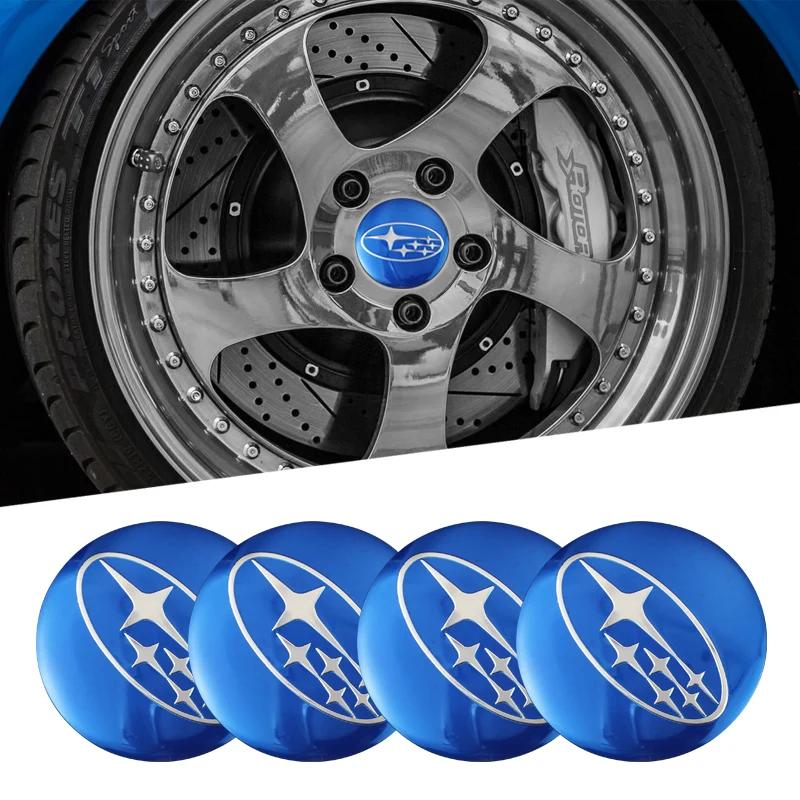 4PCS 56mm Wheel Center Hub Cap Stickers for Subaru Forester Outback XV Impreza WRX BRZ Legacy Levorg STI etc Alloy ss1