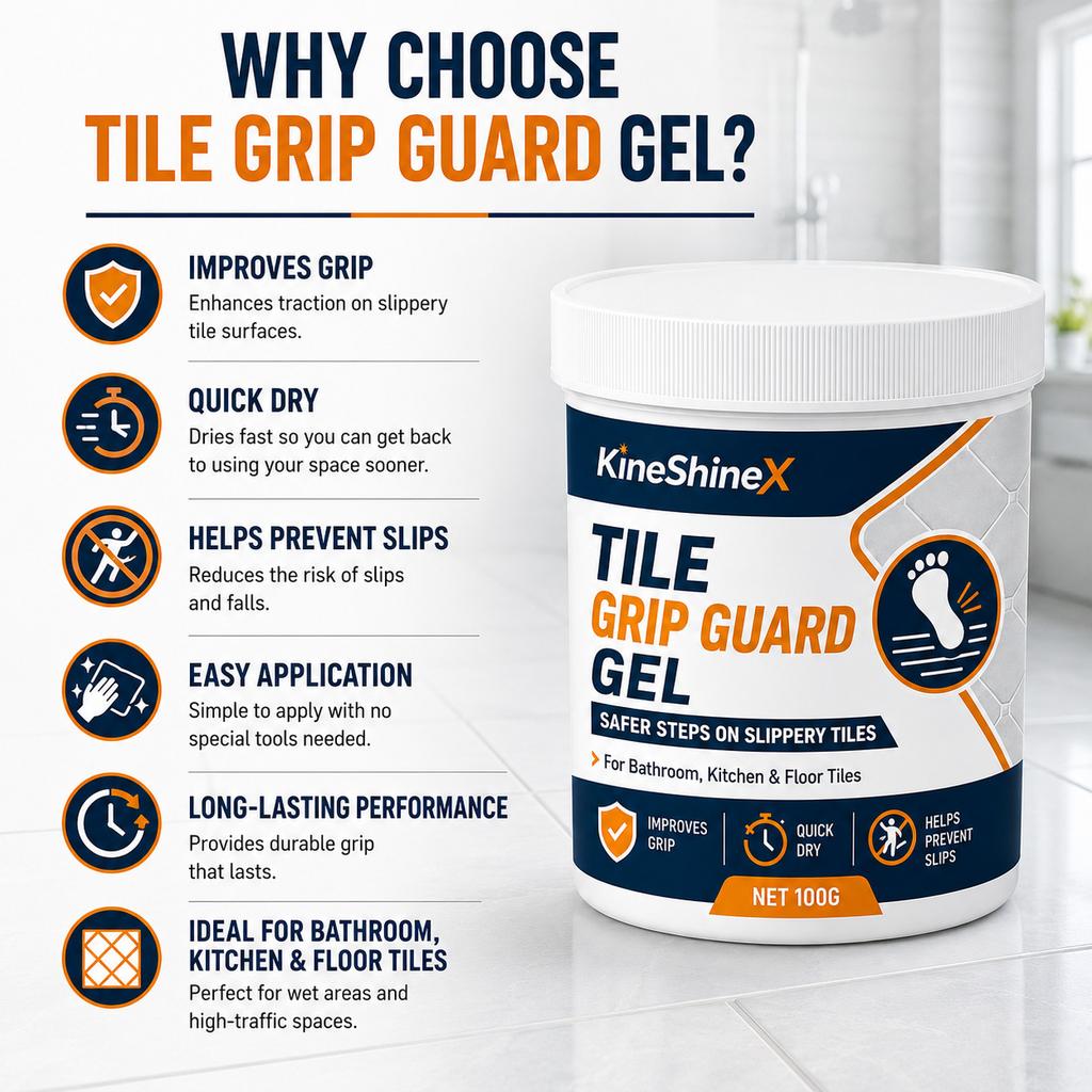 Tile Grip Guard Gel, Anti-Slip Tile Treatment for Bathroom Kitchen Shower Floors, Improves Grip and Helps Prevent Slips, Quick Dry