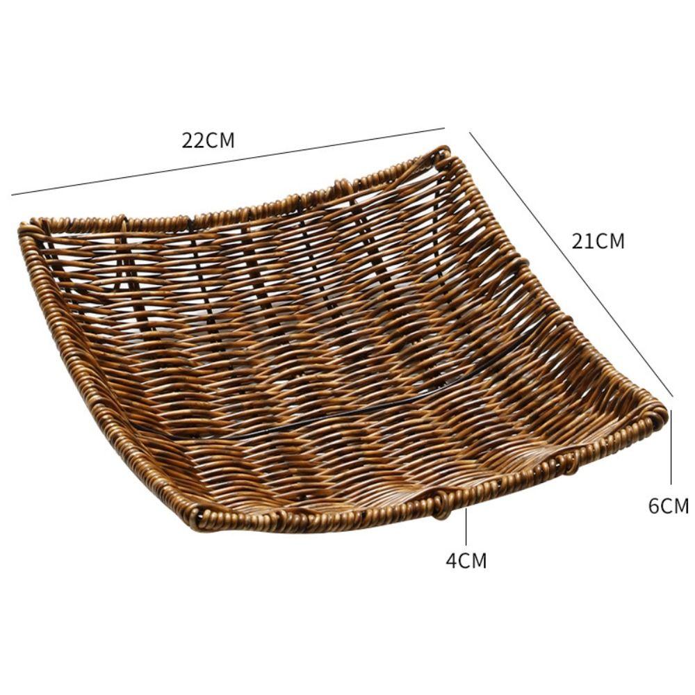 Square Wicker Tray Handwoven Fruit Container Picnic Basket Rattan Storage Basket Restaurants