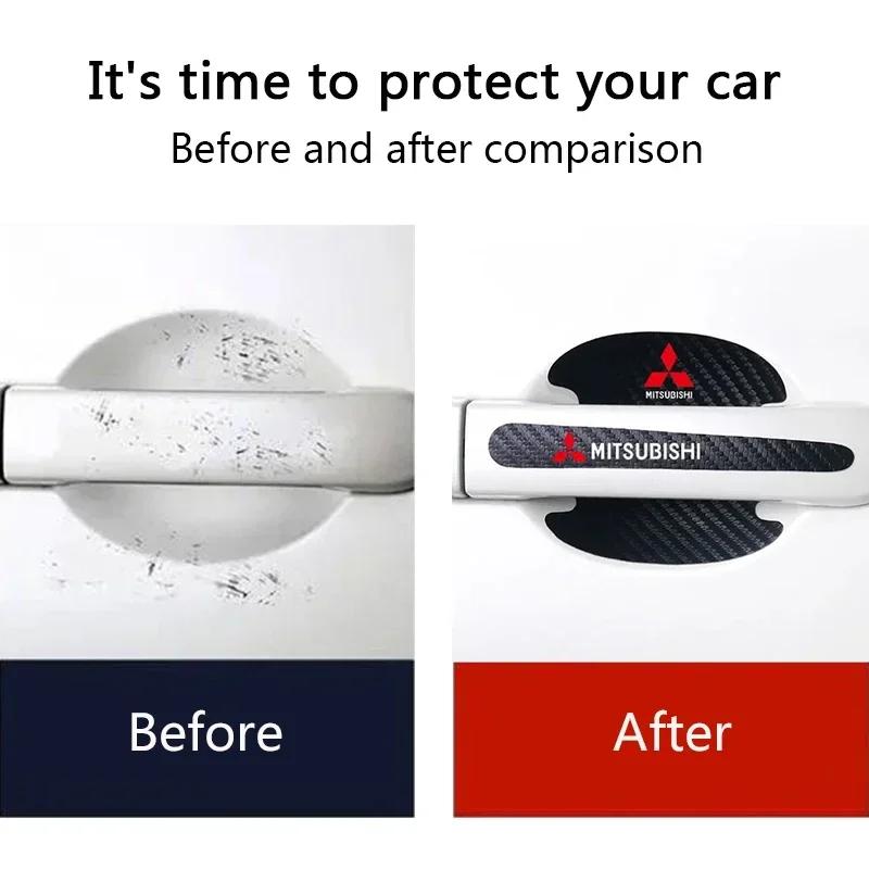 zjdf10 For Mitsubishi Lancer 9 10 ASX L200 Colt Pajero Outlander Mirage Eclipse 8pcs Car Door Bowl Handle Protective Stickers Decal