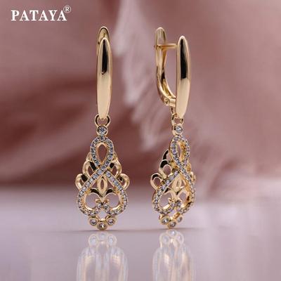 Серьги из розового золота с китайским узлом и инкрустацией из белого искусственного циркона