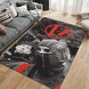 Rock Band Area Rug, Twenty One Pilots Bandito Balaclava Red Logo Black White Photo Print, Rock Decor, Non-Slip Mat